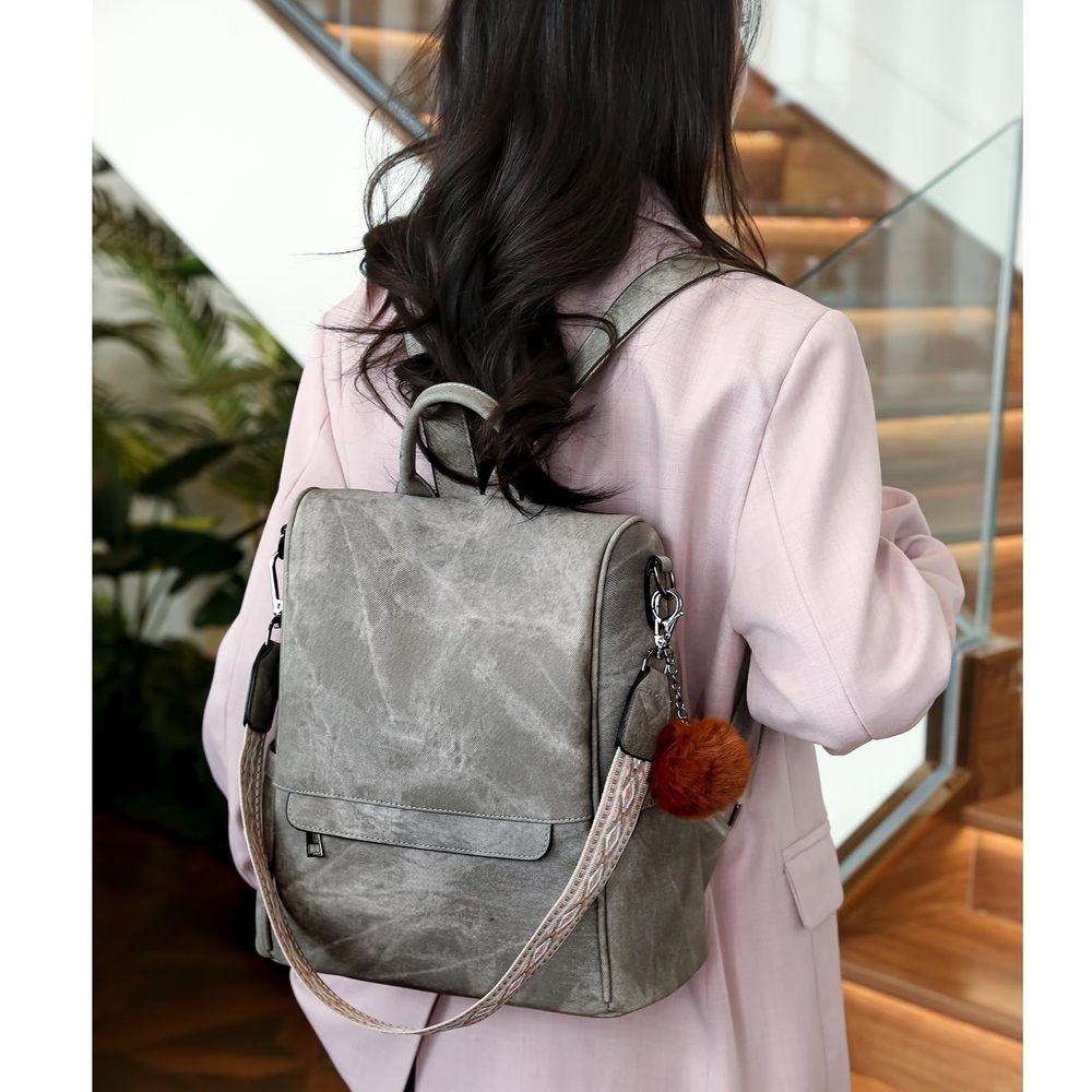 Fashion Backpack Purse, Pu Leather Anti Theft Travel Daypack :] - Picture 3 of 6